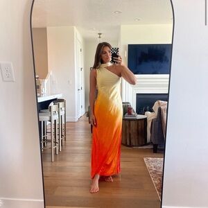 Petal and Pup one shoulder “sunset” dress